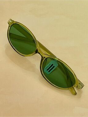 Free People Green Slim Round Transparent Frame Retro Boho Sunglasses